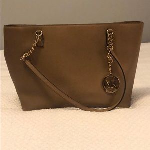 Michael Kors camel shoulder strap tote